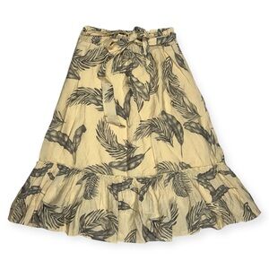 Sadie & Sage Daydreamin' Feather Print Ruffle‎ Midi Skirt Women’s size Small